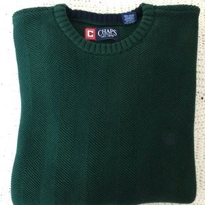 Chaps Forest Green Herringbone Cotton Sweater